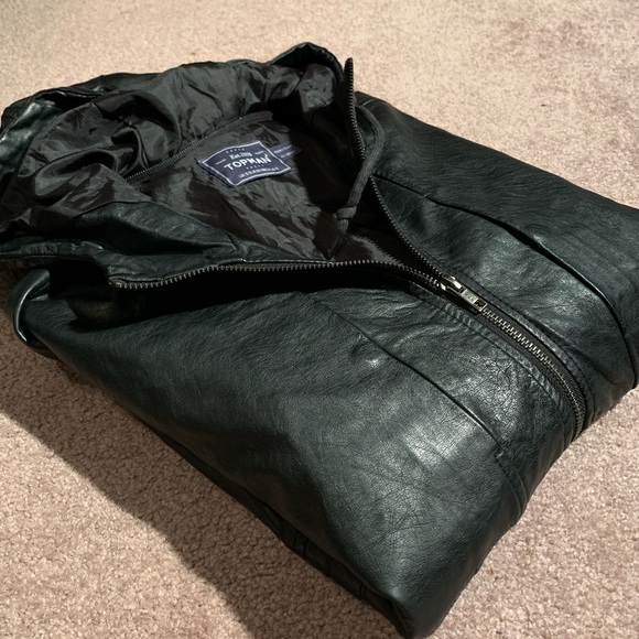Mens Topman Leather Moto Jacket - Picture 1 of 7